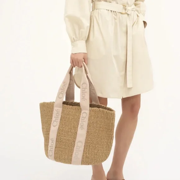 CHLOE Woody raffia tote bag - Picture 2 of 7